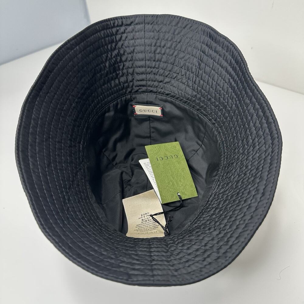 NWT Gucci Brella Cloche Size M 57cm Nylon Bucket Hat Black Gold GG Marmont $599 - Picture 8 of 15